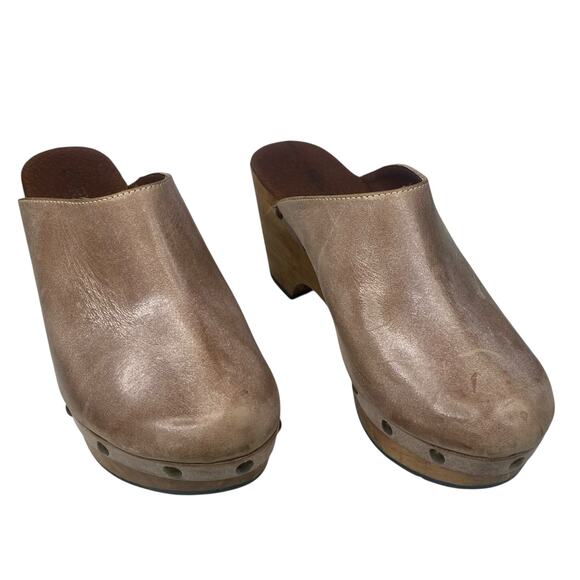 Cordani Women’s Zorba Tan Distressed Leather Wooden Clog Size 37 US 6.5 - Picture 5 of 12